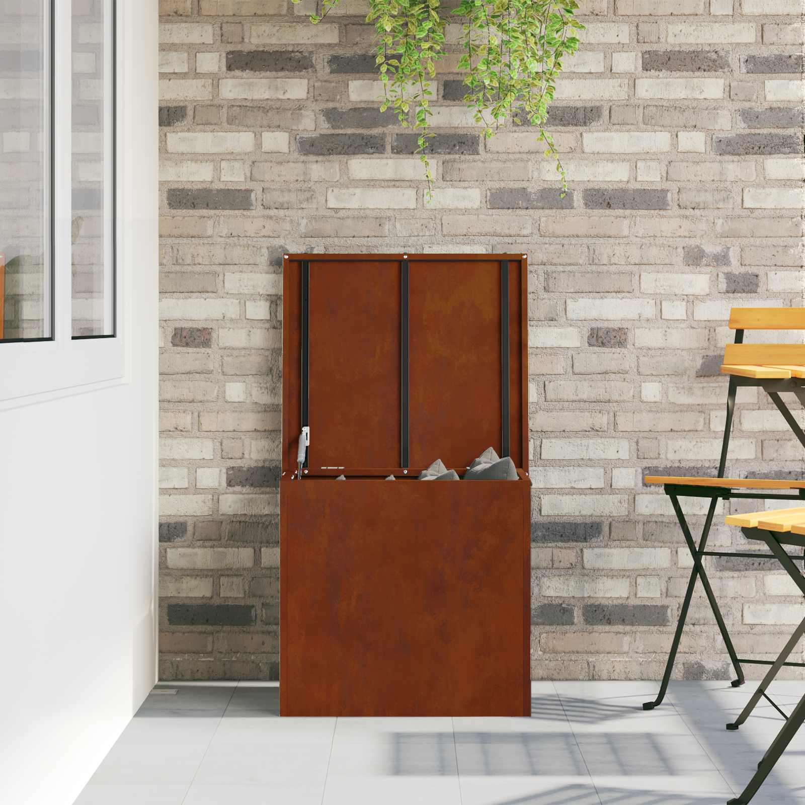 Outdoor Storage Box Rusty 55 x 50.5 x 50 cm Steel