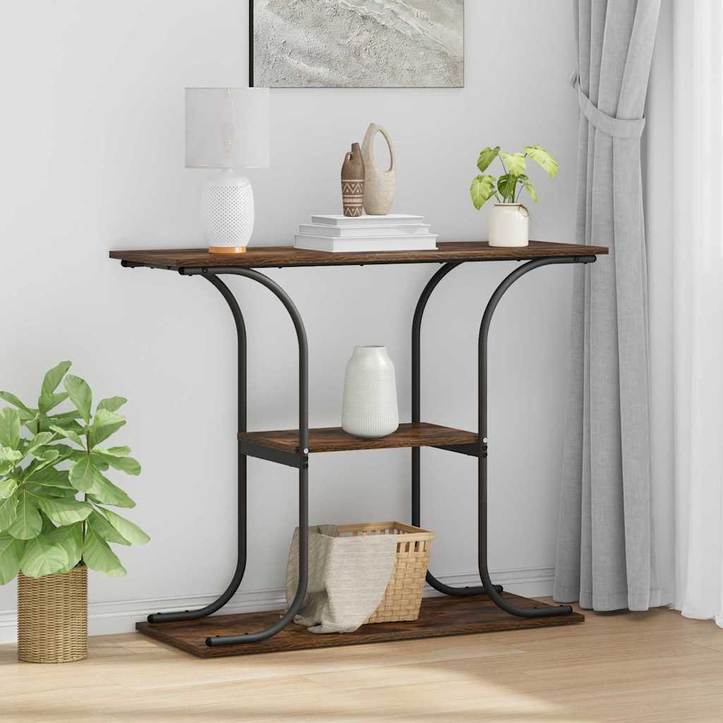 Console Table with Shelf Smoked Oak 101 x 35 x 80.5 cm