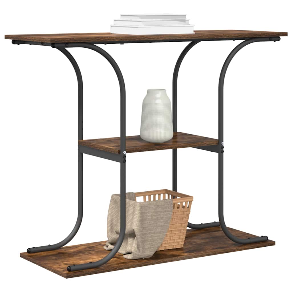 Console Table with Shelf Smoked Oak 101 x 35 x 80.5 cm