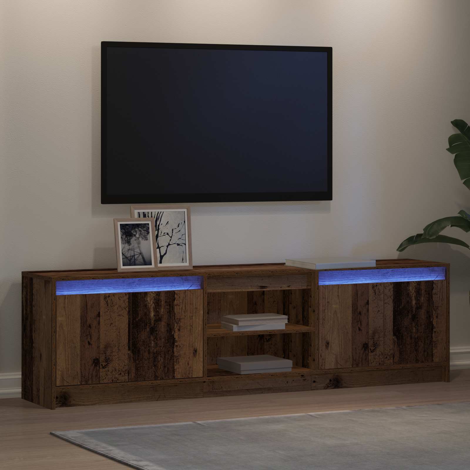 TV vienetai 2 pcs Ruda 180 x 34 x 50 cm Apdirbta mediena
