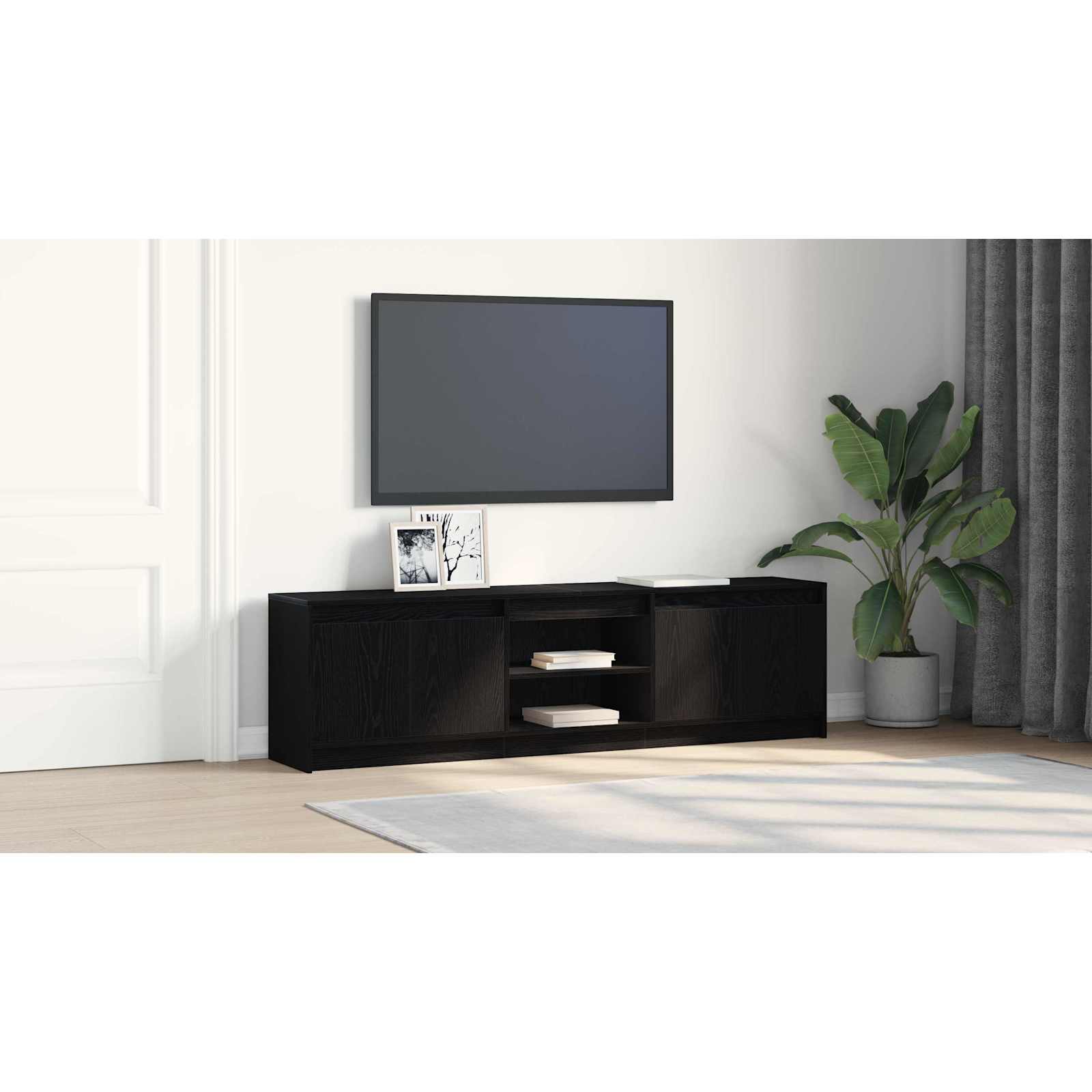 TV vienetai 2 pcs Juoda 180 x 34 x 50 cm Apdirbta mediena