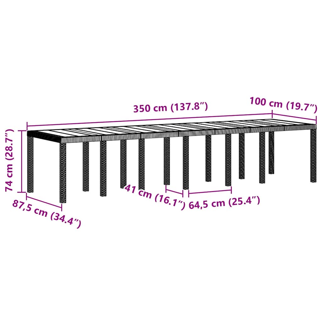 Sodo stalas Balta 350 x 100 x 73 cm poliratanas
