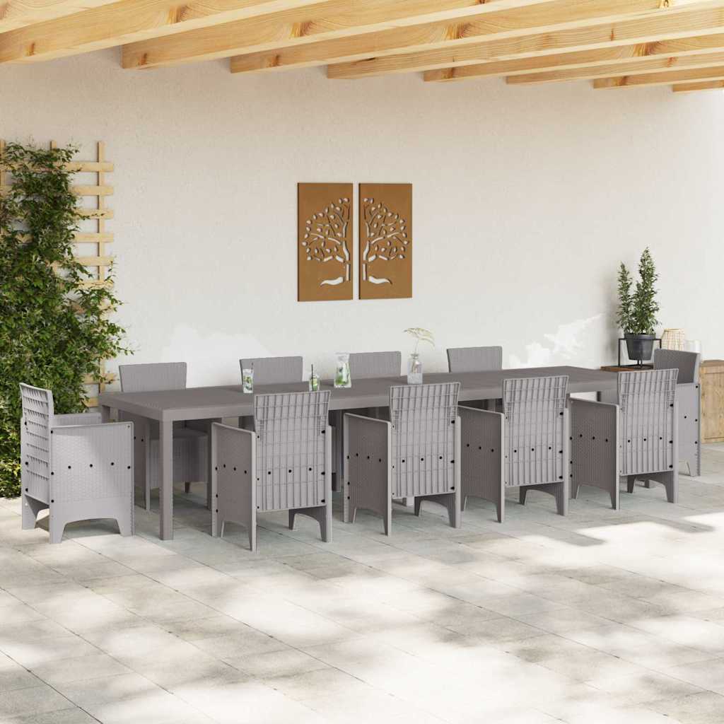 Sodo stalas Šviesiai pilka 350 x 100 x 73 cm poliratanas