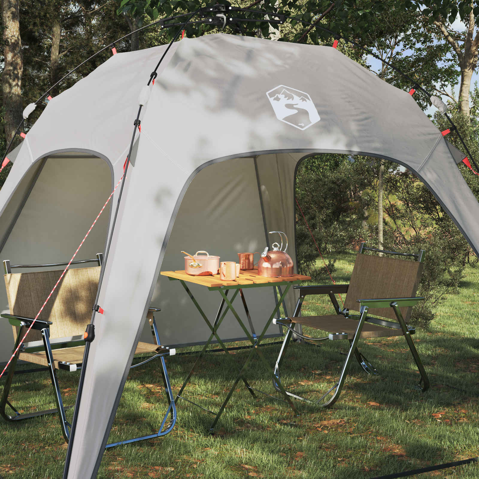 Pop-Up Tent with Storage Grey 260 x 260 x 185 cm Steel