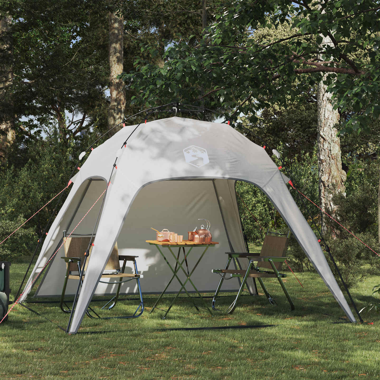Pop-Up Tent with Storage Grey 260 x 260 x 185 cm Steel