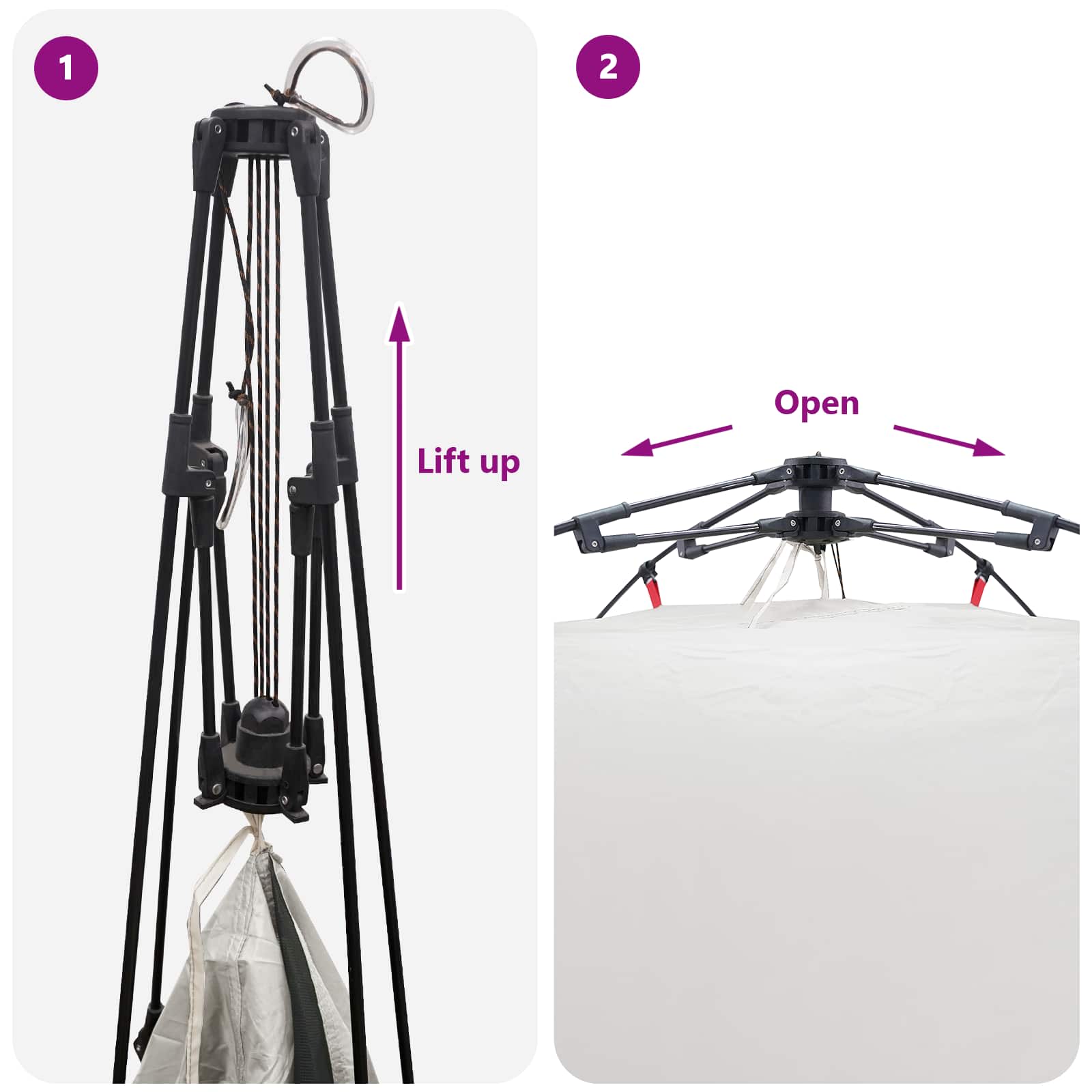 Pop-Up Tent with Storage Grey 260 x 260 x 185 cm Steel