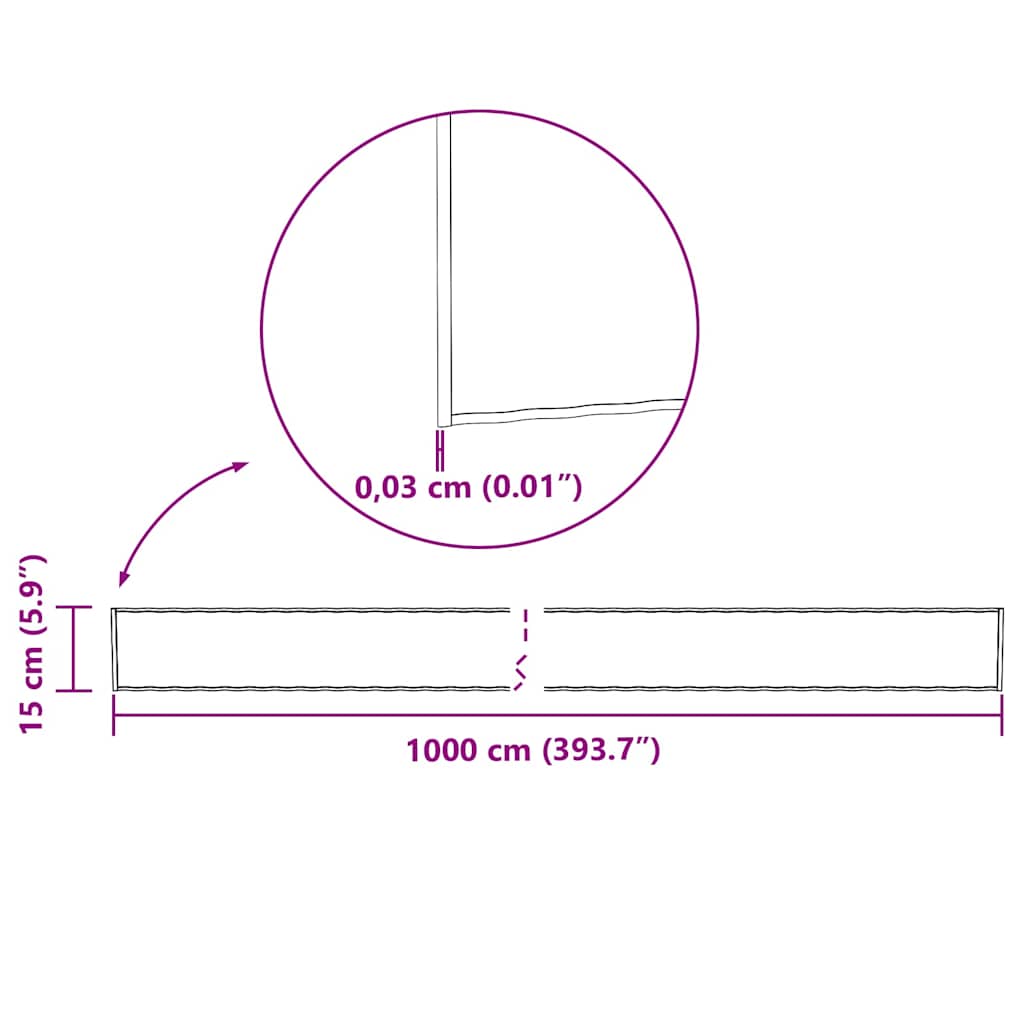 Vejo Kraštas Sidabro 1000 x 15 x 0.03 cm Cinkuota plienas