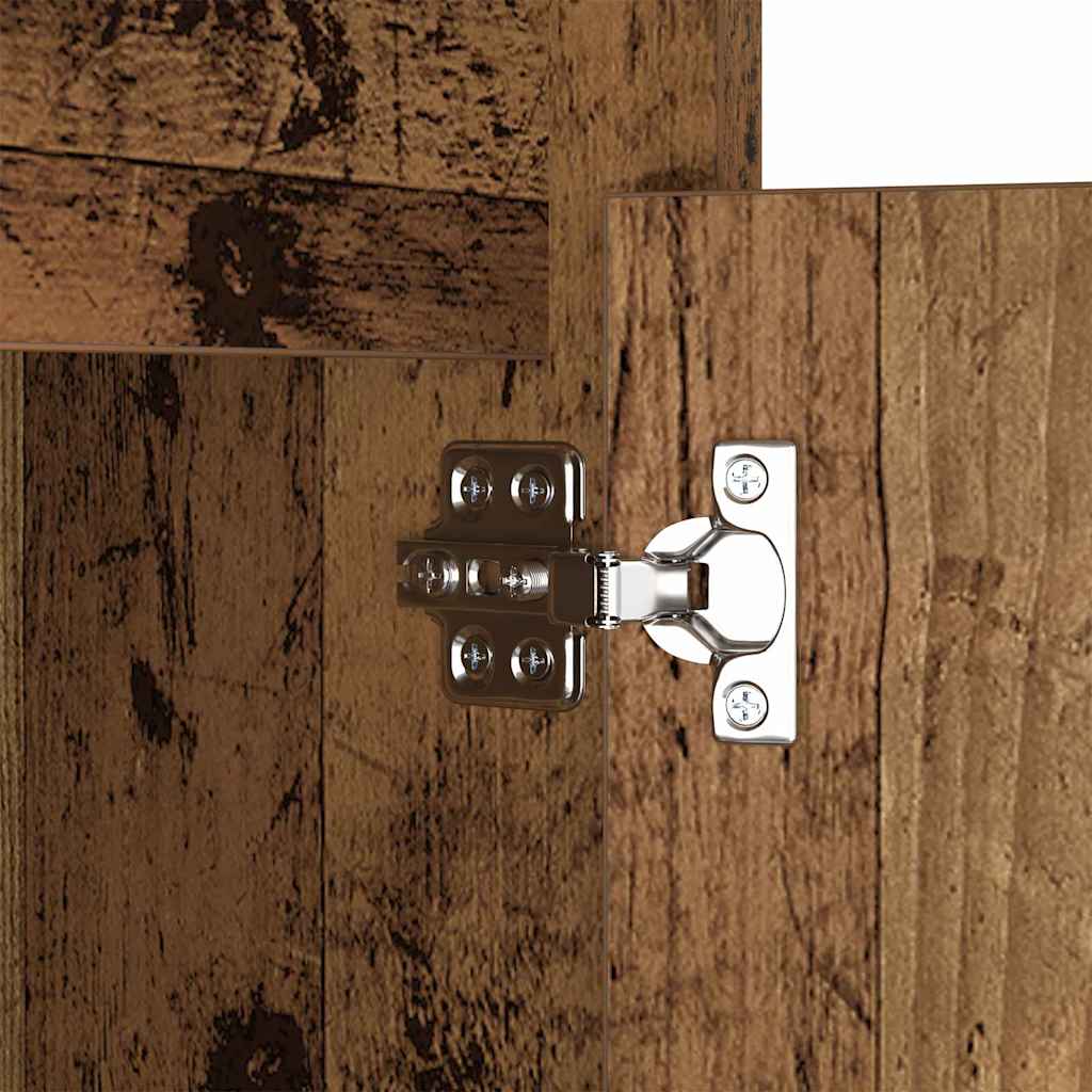 LED Bedside Table with Cabinets 2 pcs Old Wood