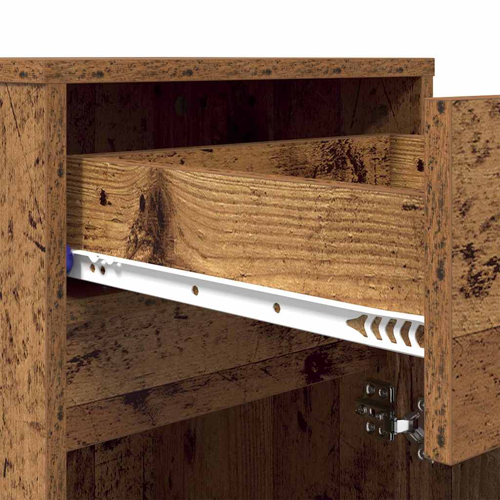 LED Bedside Table with Cabinets 2 pcs Old Wood