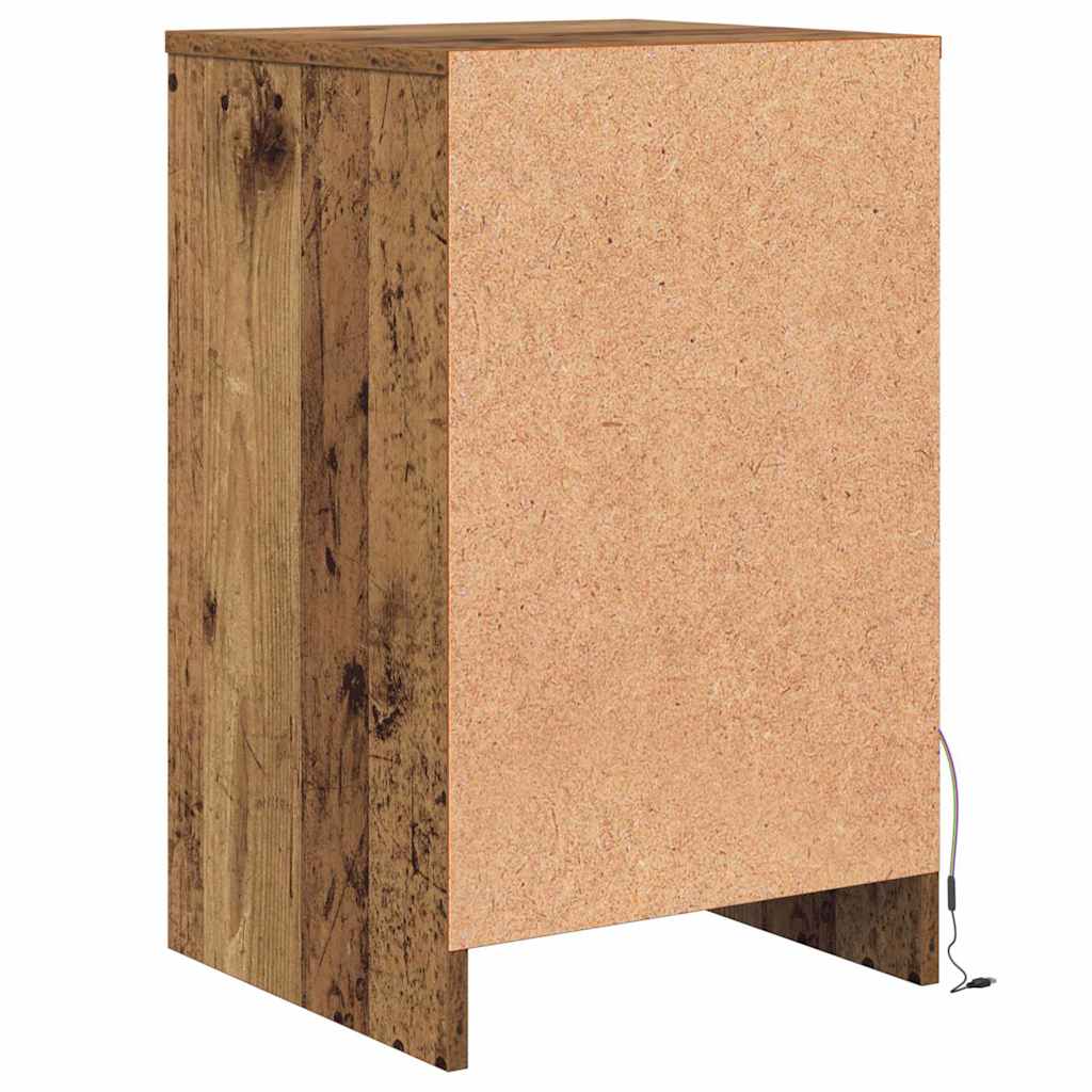 LED Bedside Table with Cabinets 2 pcs Old Wood