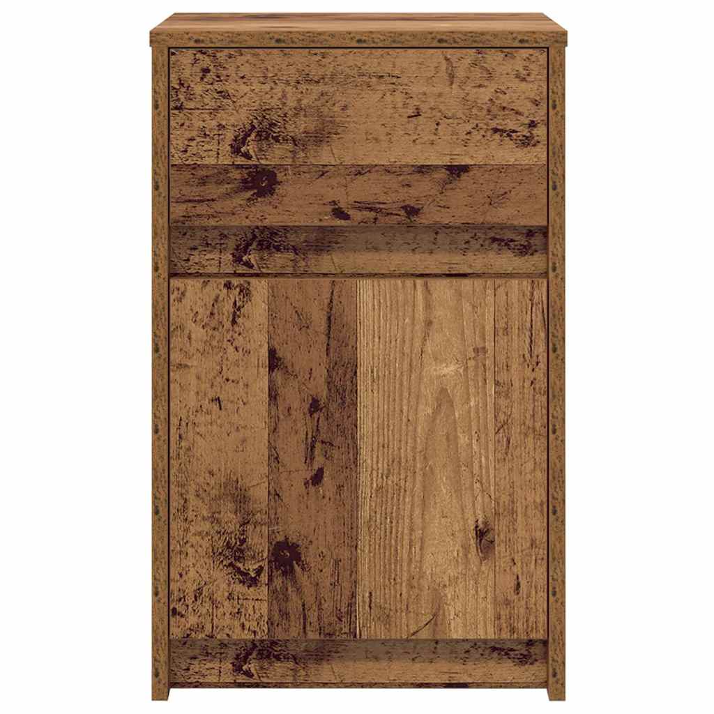 LED Bedside Table with Cabinets 2 pcs Old Wood