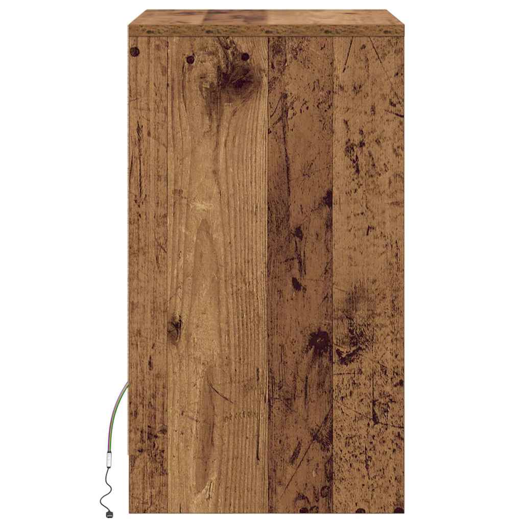 LED Bedside Table with Cabinets 2 pcs Old Wood