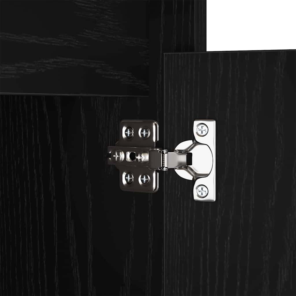 LED bedside tables with cabinets 2 pcs black oak