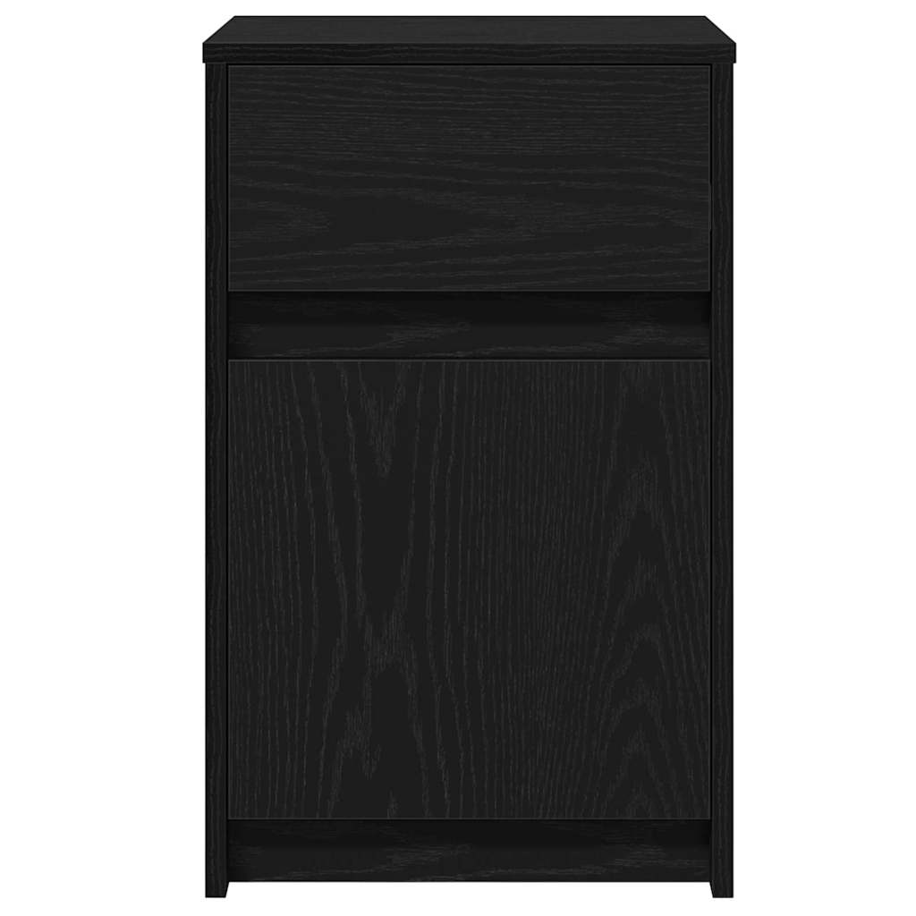 LED bedside tables with cabinets 2 pcs black oak