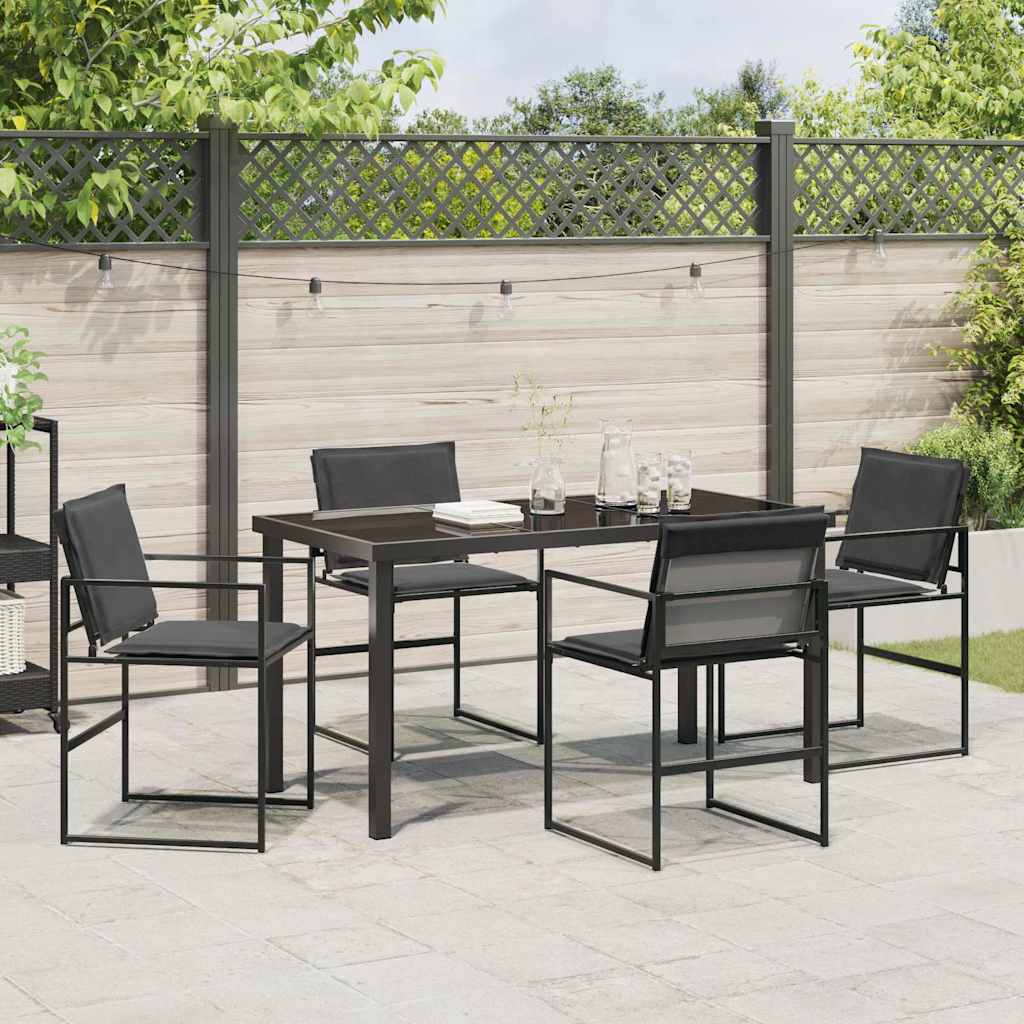 Sodo valgomojo komplektas 5 pcs Juoda 140 x 70 x 73 cm