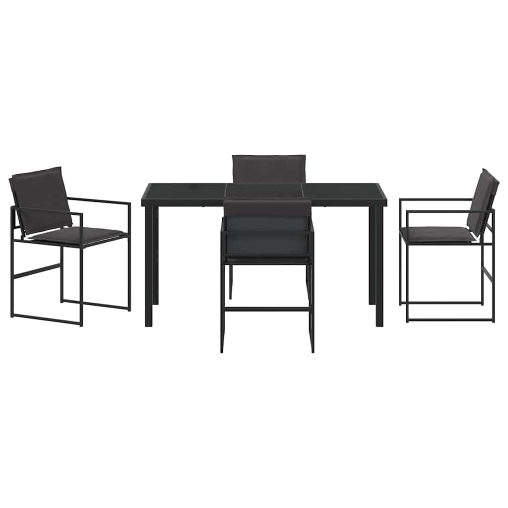 Sodo valgomojo komplektas 5 pcs Juoda 140 x 70 x 73 cm