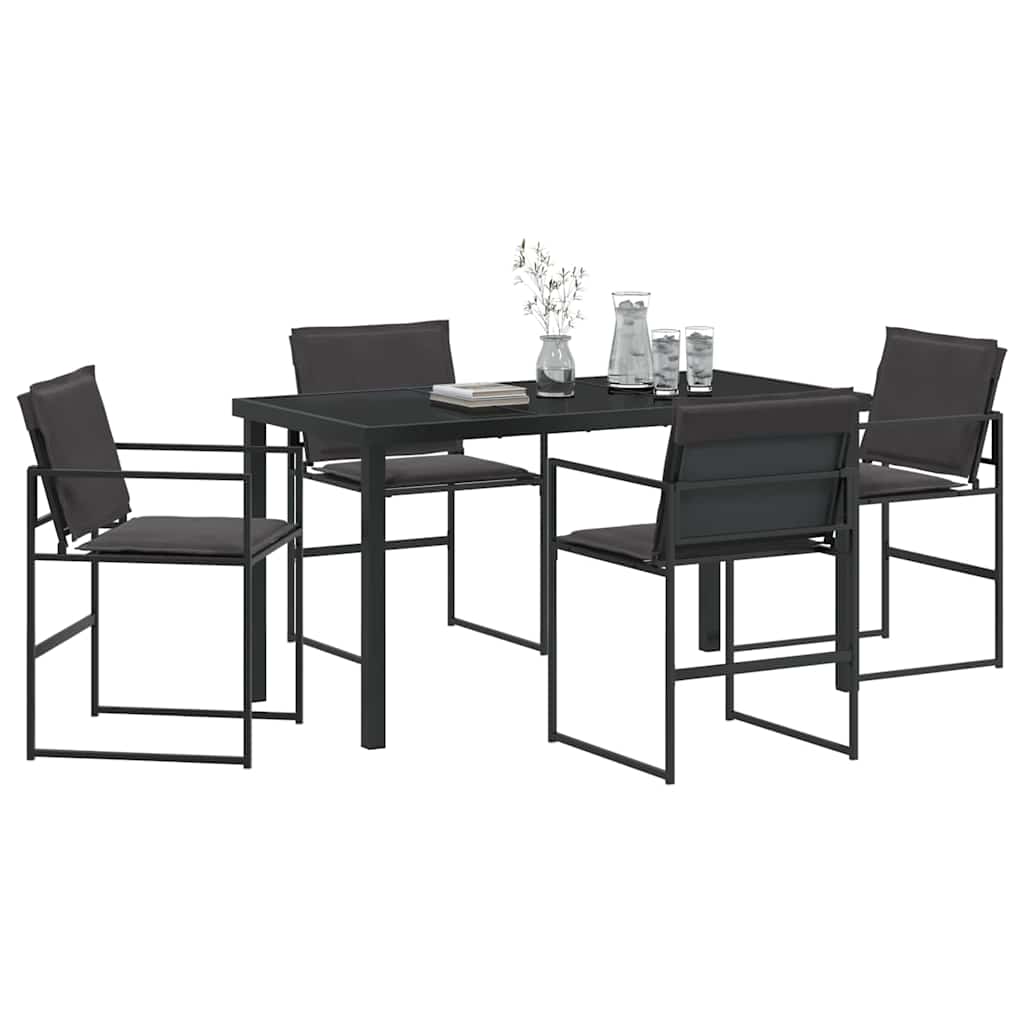 Sodo valgomojo komplektas 5 pcs Juoda 140 x 70 x 73 cm