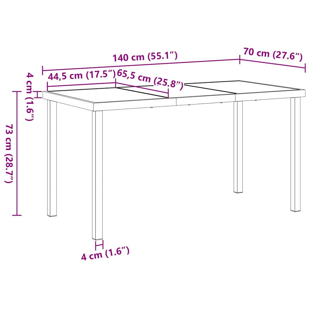 Sodo valgomojo komplektas 5 pcs Juoda 140 x 70 x 73 cm