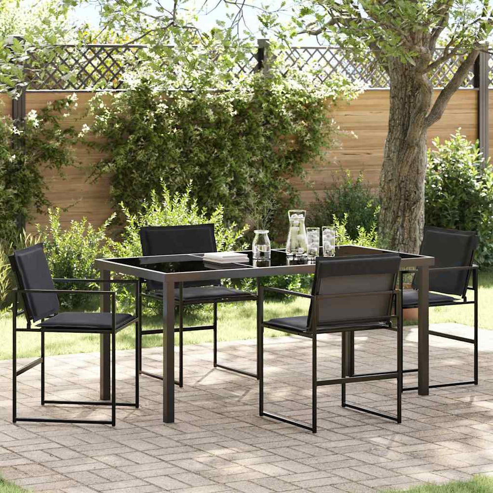 Sodo valgomojo komplektas 5 pcs Juoda 160 x 80 x 73 cm
