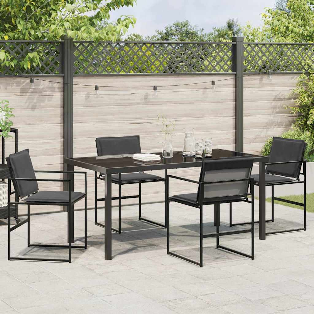 Sodo valgomojo komplektas 5 pcs Juoda 160 x 80 x 73 cm