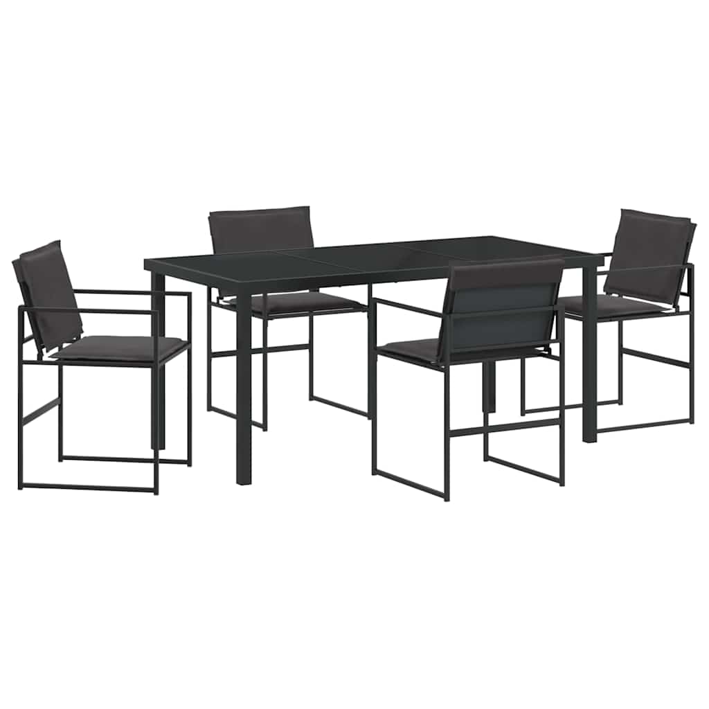 Sodo valgomojo komplektas 5 pcs Juoda 160 x 80 x 73 cm