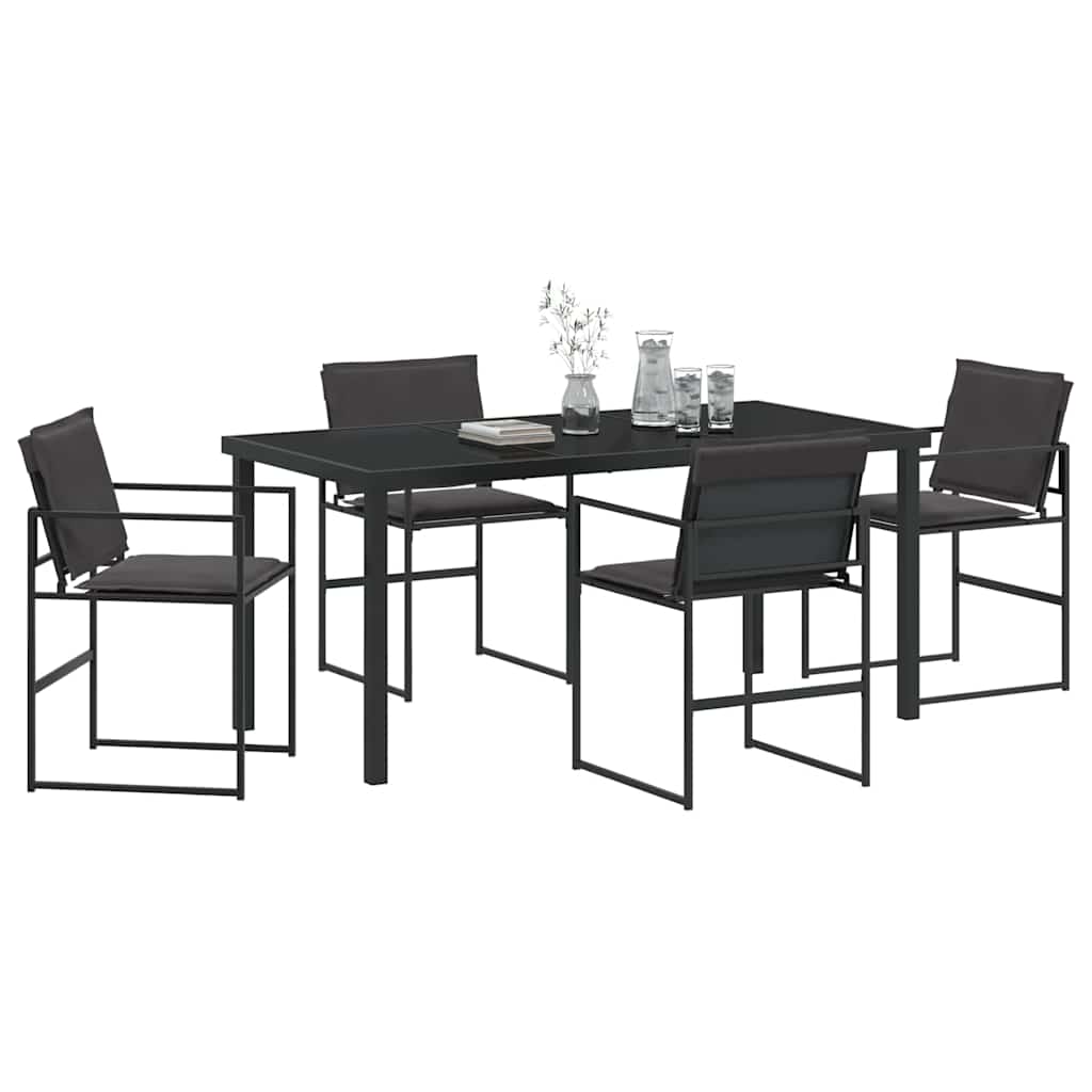Sodo valgomojo komplektas 5 pcs Juoda 160 x 80 x 73 cm