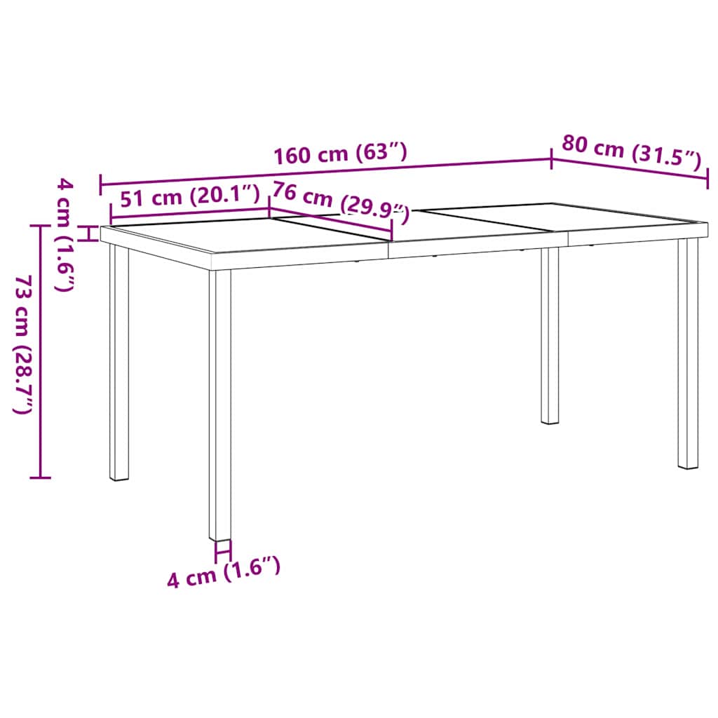 Sodo valgomojo komplektas 5 pcs Juoda 160 x 80 x 73 cm