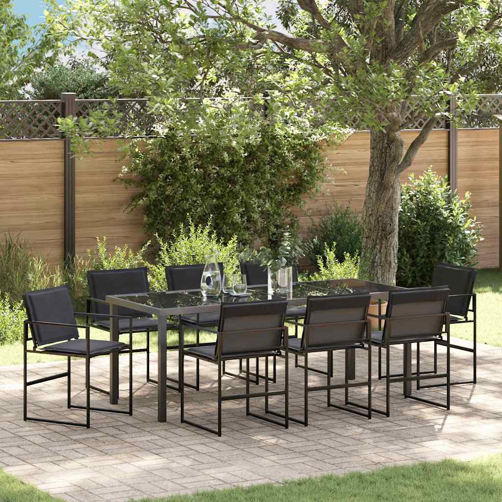 Sodo valgomojo komplektas 9 pcs Juoda 200 x 80 x 73 cm