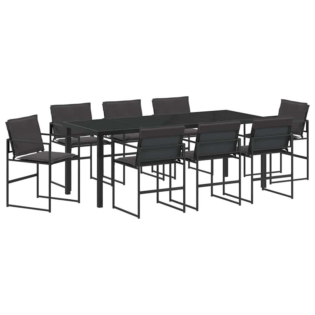 Sodo valgomojo komplektas 9 pcs Juoda 200 x 80 x 73 cm