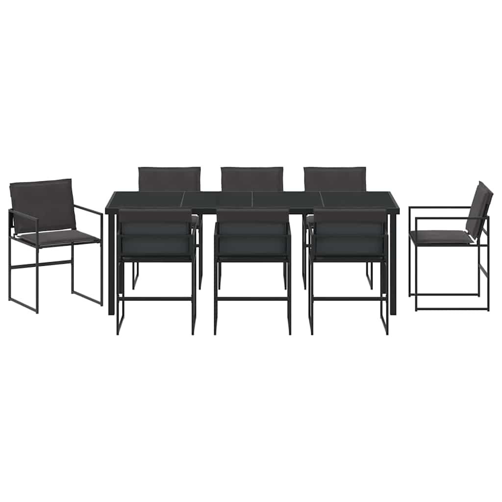 Sodo valgomojo komplektas 9 pcs Juoda 200 x 80 x 73 cm