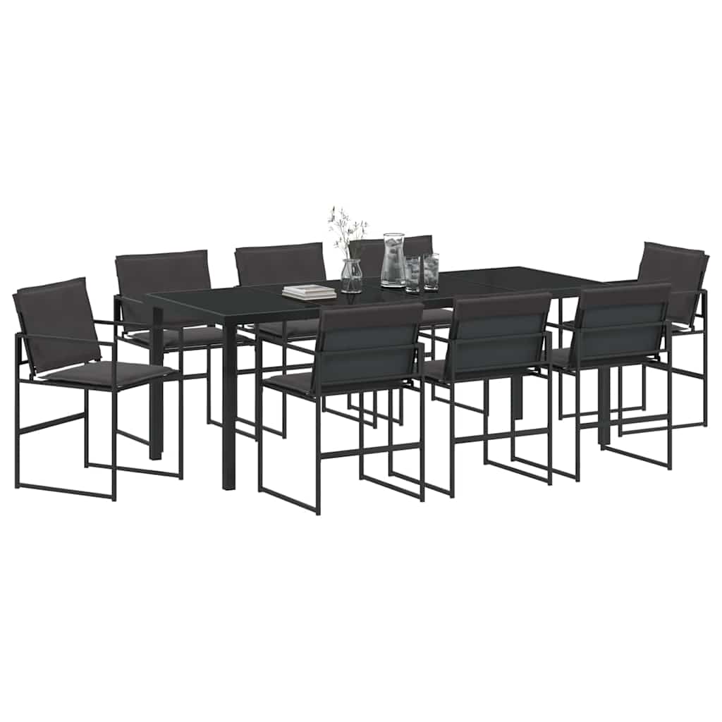 Sodo valgomojo komplektas 9 pcs Juoda 200 x 80 x 73 cm