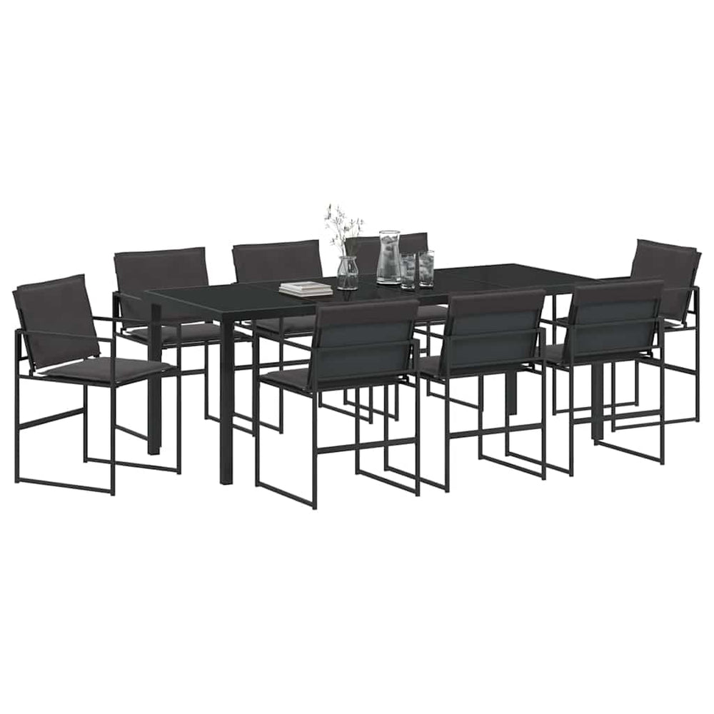 Sodo valgomojo komplektas 9 pcs Juoda 200 x 80 x 73 cm