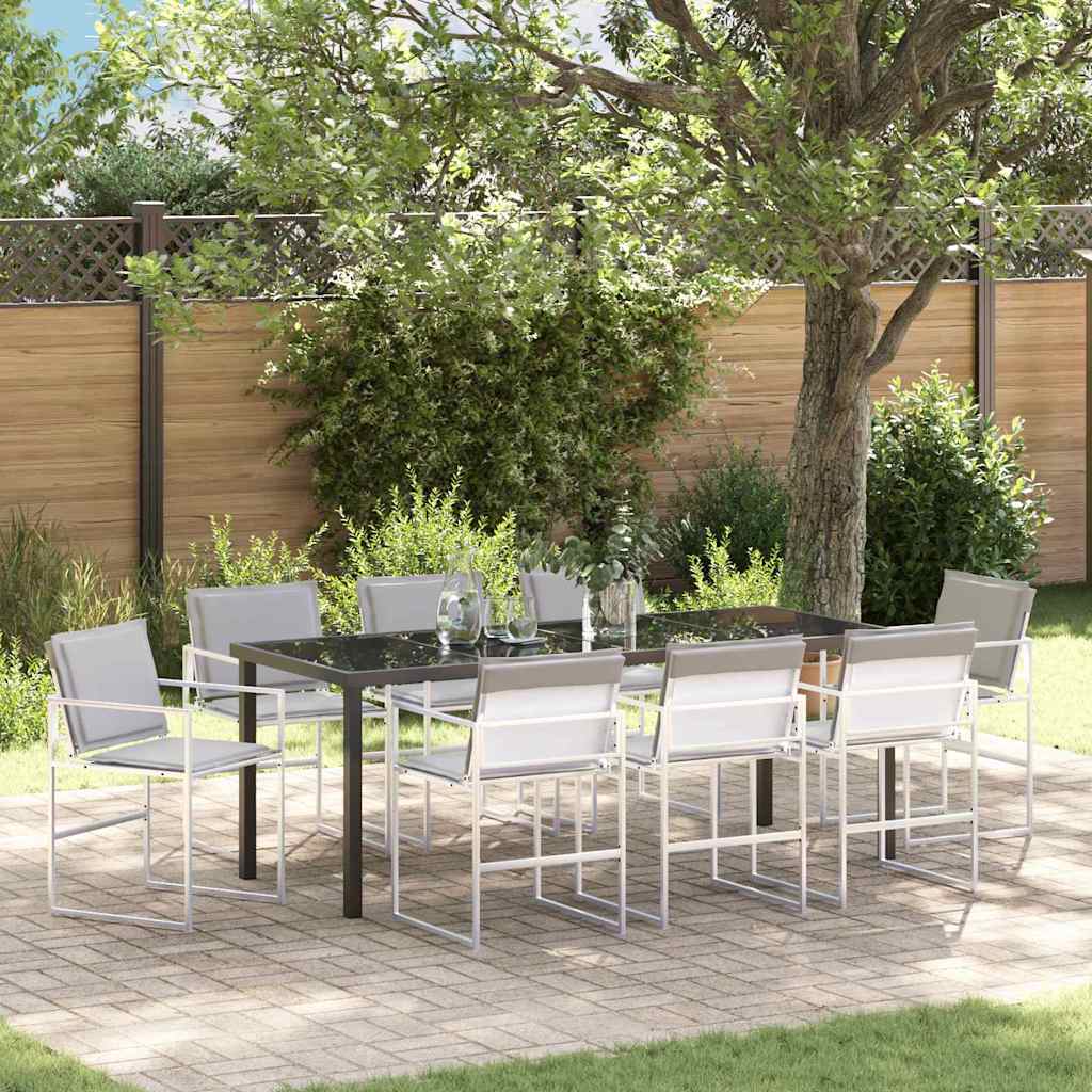 Sodo valgomojo komplektas 9 pcs Balta 200 x 80 x 73 cm