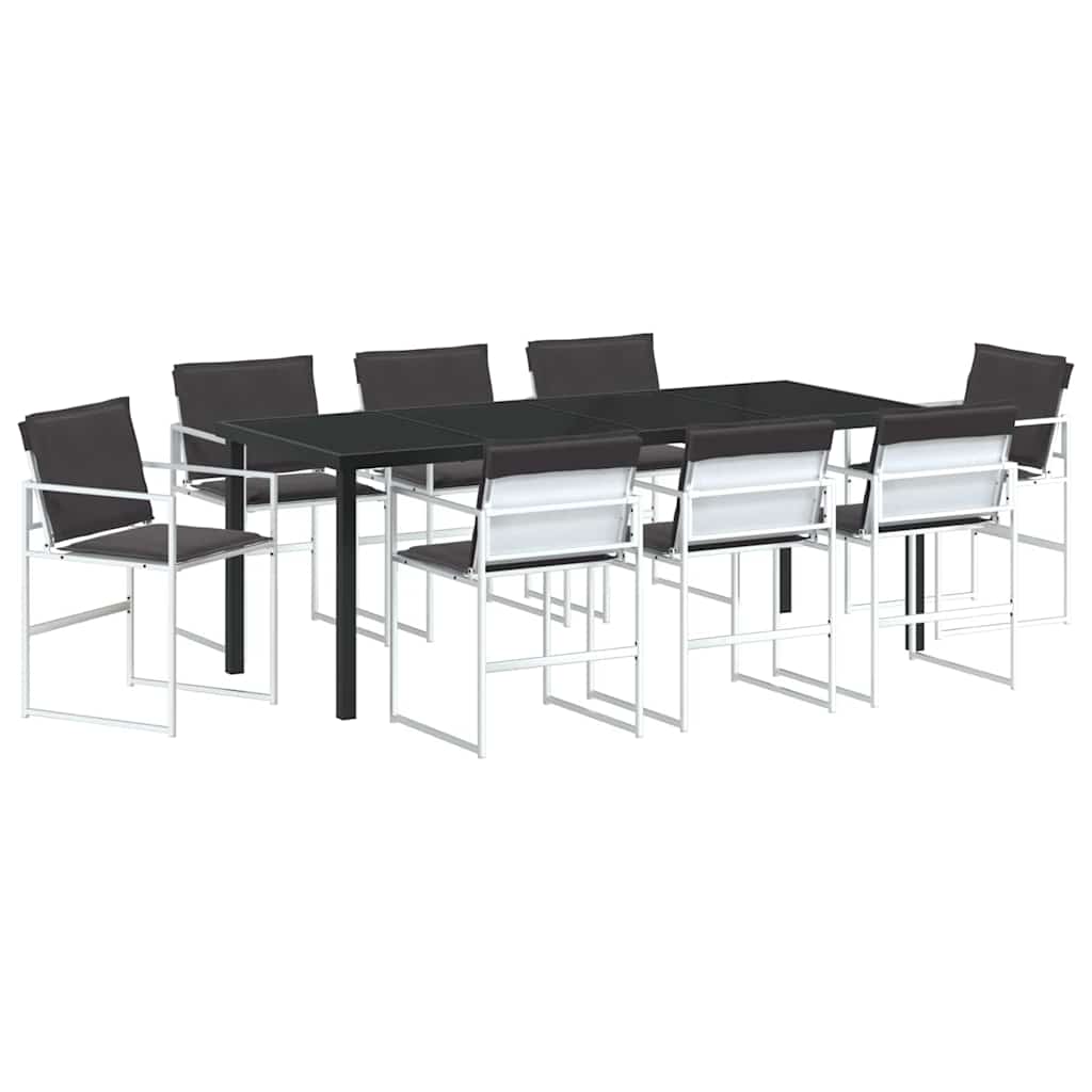 Sodo valgomojo komplektas 9 pcs Balta 200 x 80 x 73 cm
