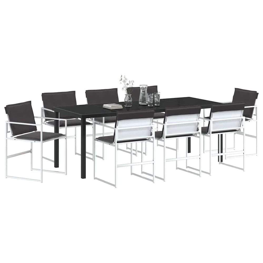 Sodo valgomojo komplektas 9 pcs Balta 200 x 80 x 73 cm