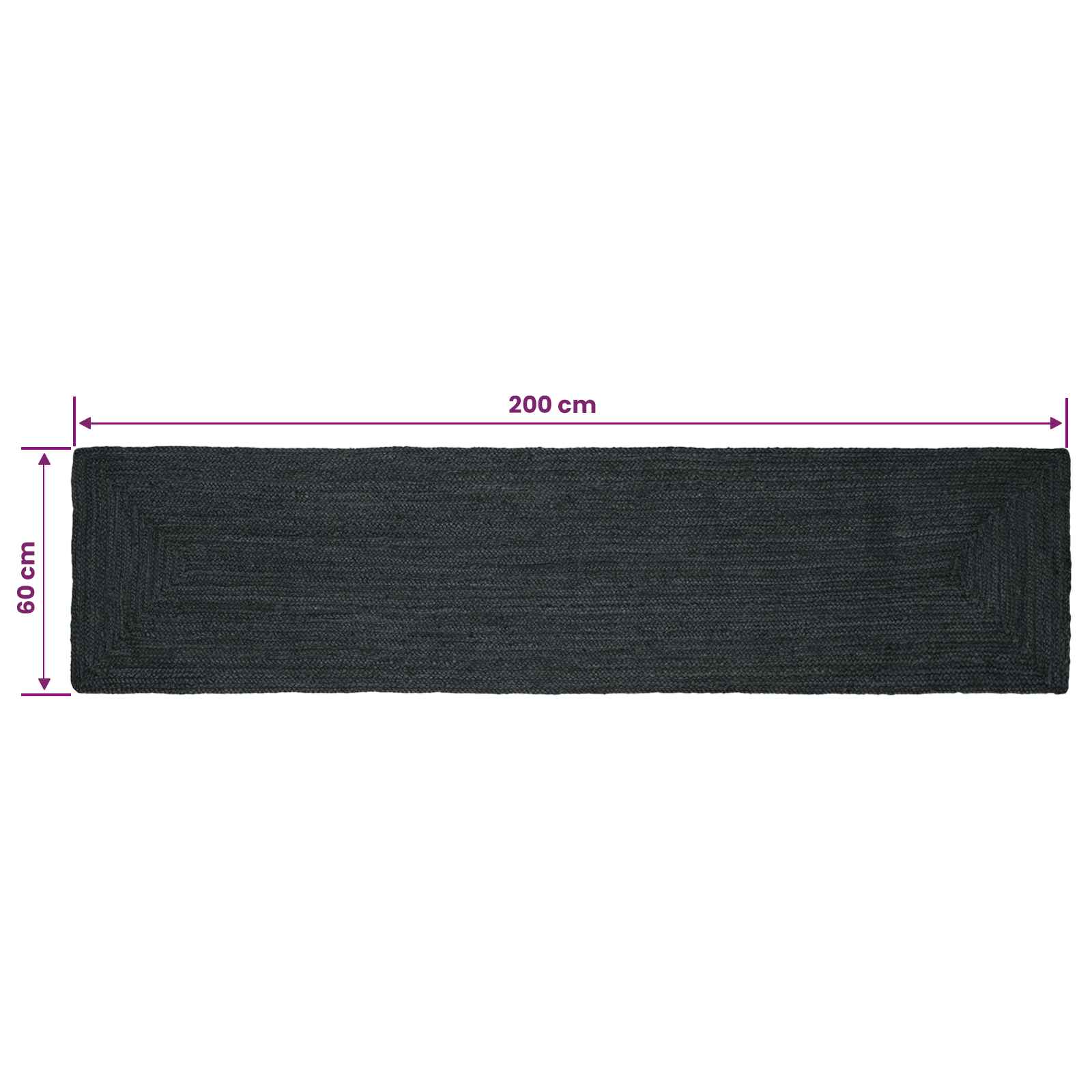 Zoninės kiliminės dangos Tamsiai pilka 60 x 200 cm Džiutas