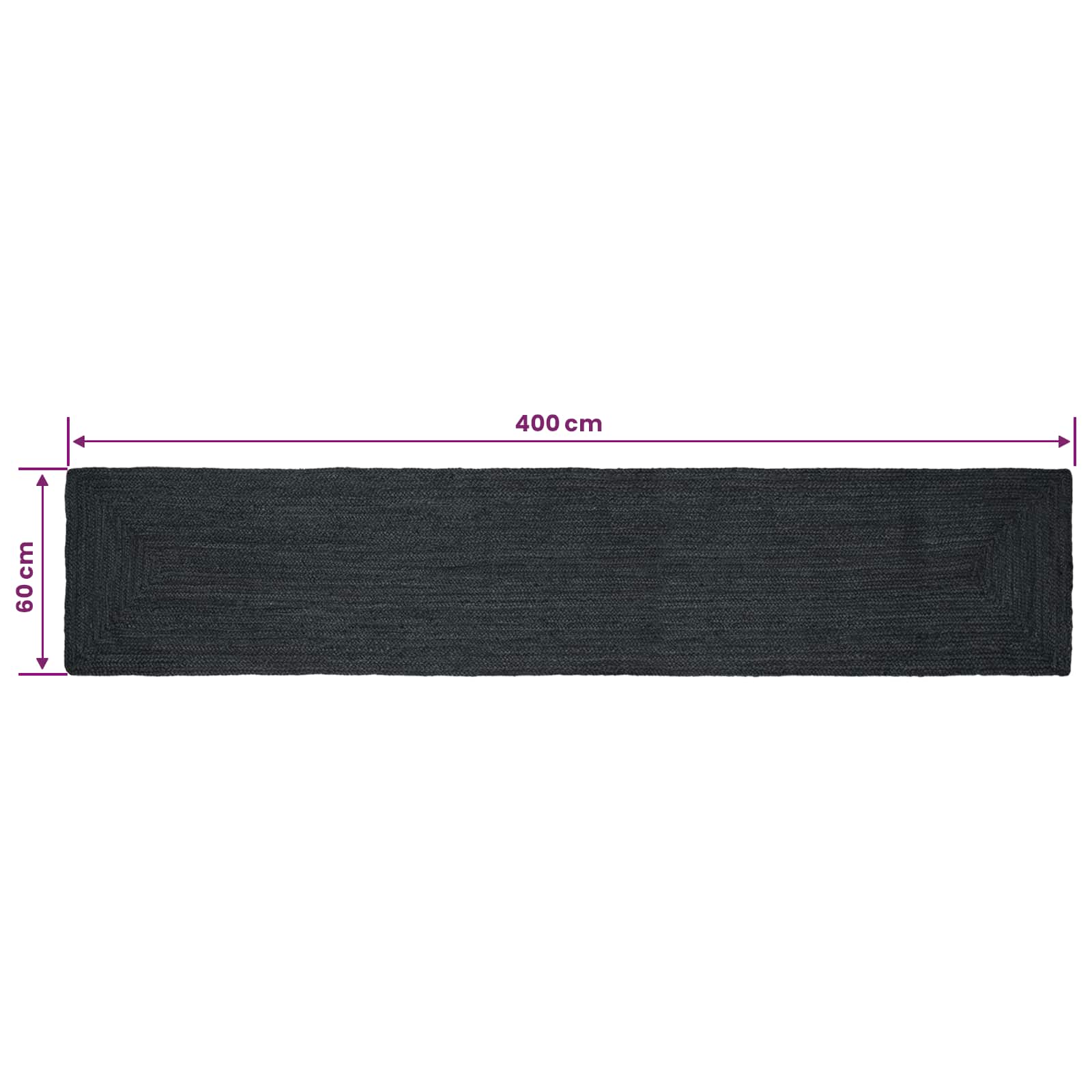 Zoninės kiliminės dangos Tamsiai pilka 60 x 400 cm Džiutas