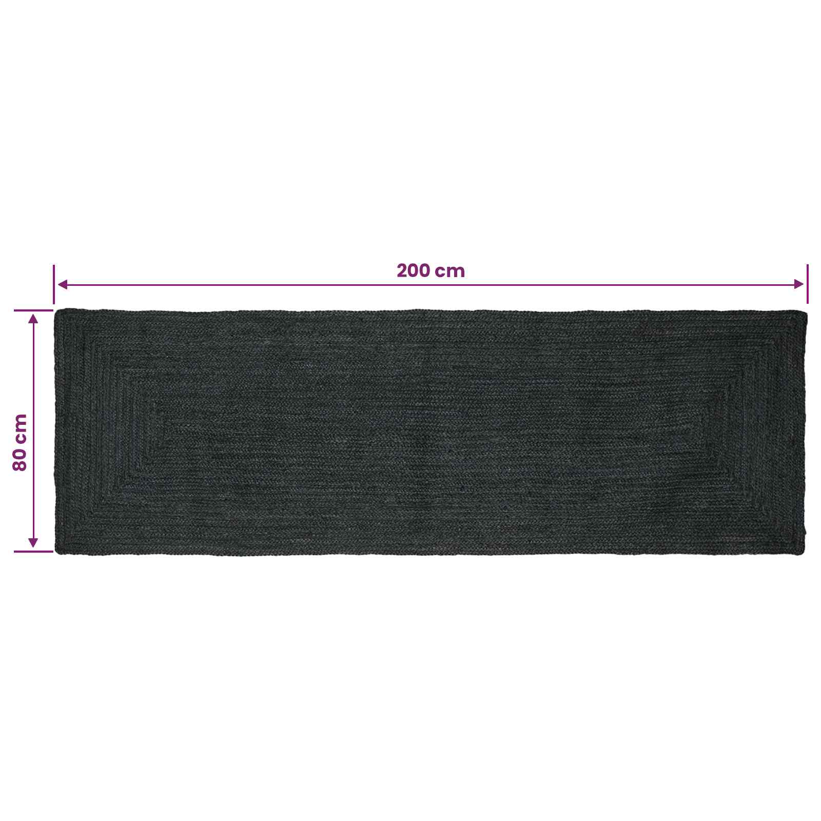 Zoninės kiliminės dangos Tamsiai pilka 80 x 200 cm Džiutas