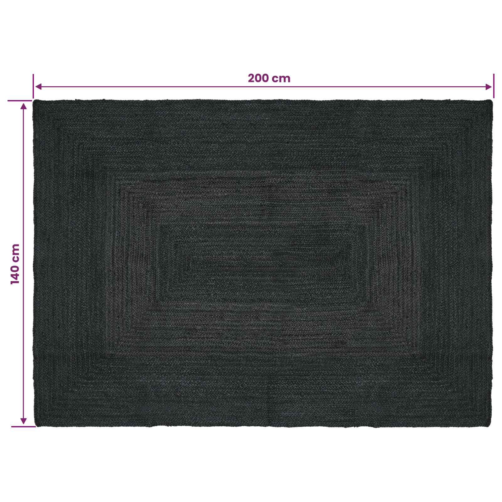 Zoninės kiliminės dangos Tamsiai pilka 140 x 200 cm Džiutas