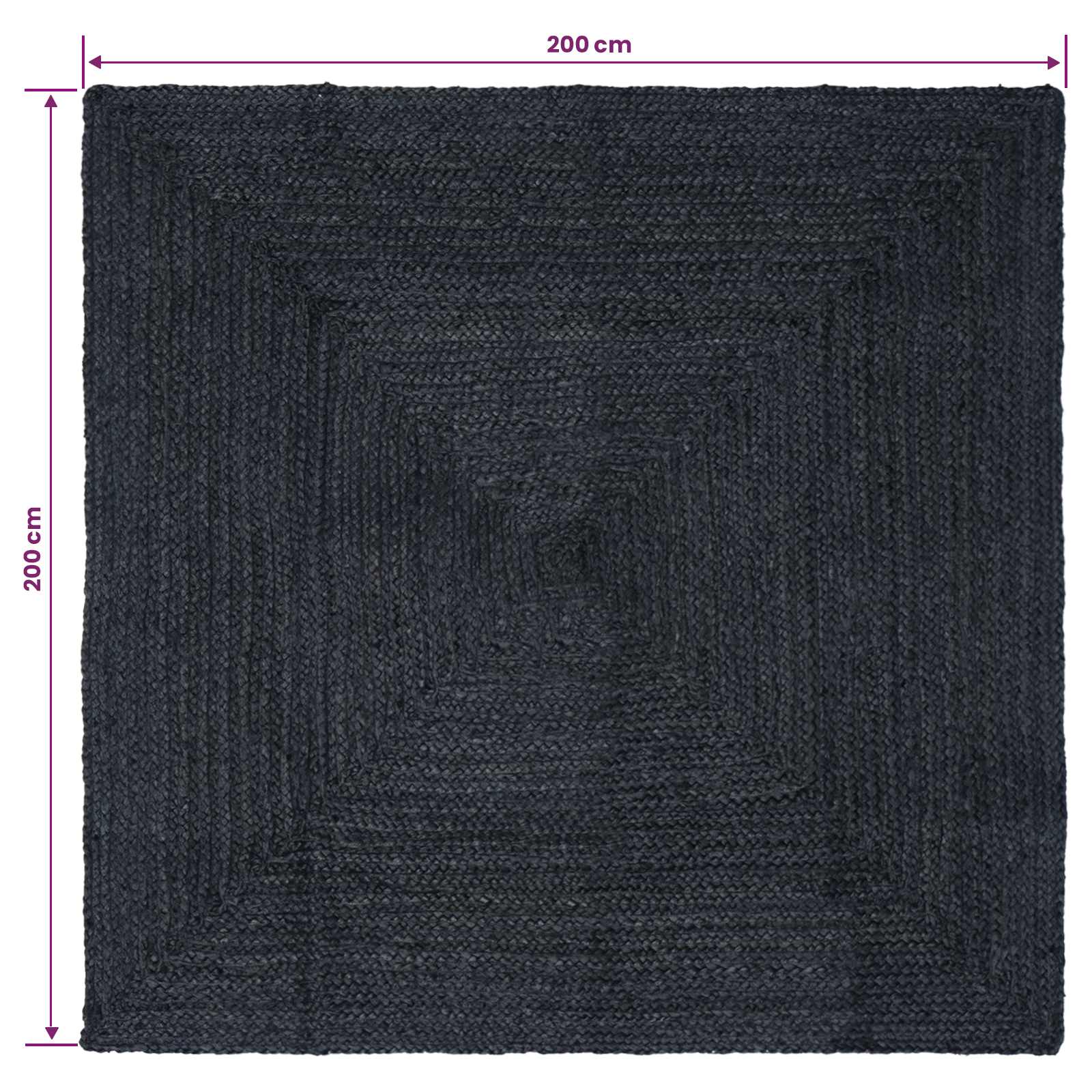 Zoninės kiliminės dangos Tamsiai pilka 200 x 200 cm Džiutas