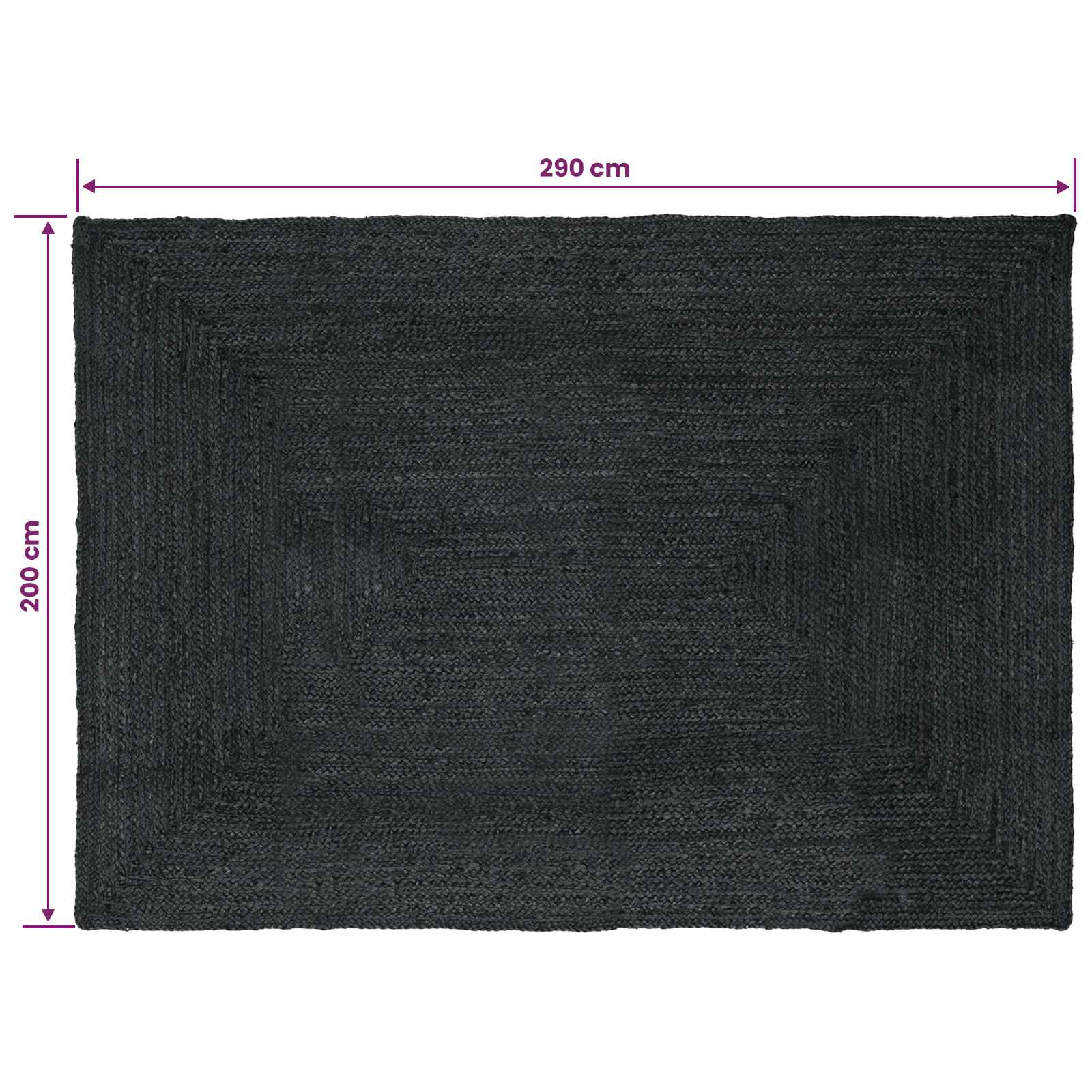 Zoninės kiliminės dangos Tamsiai pilka 200 x 290 cm Džiutas