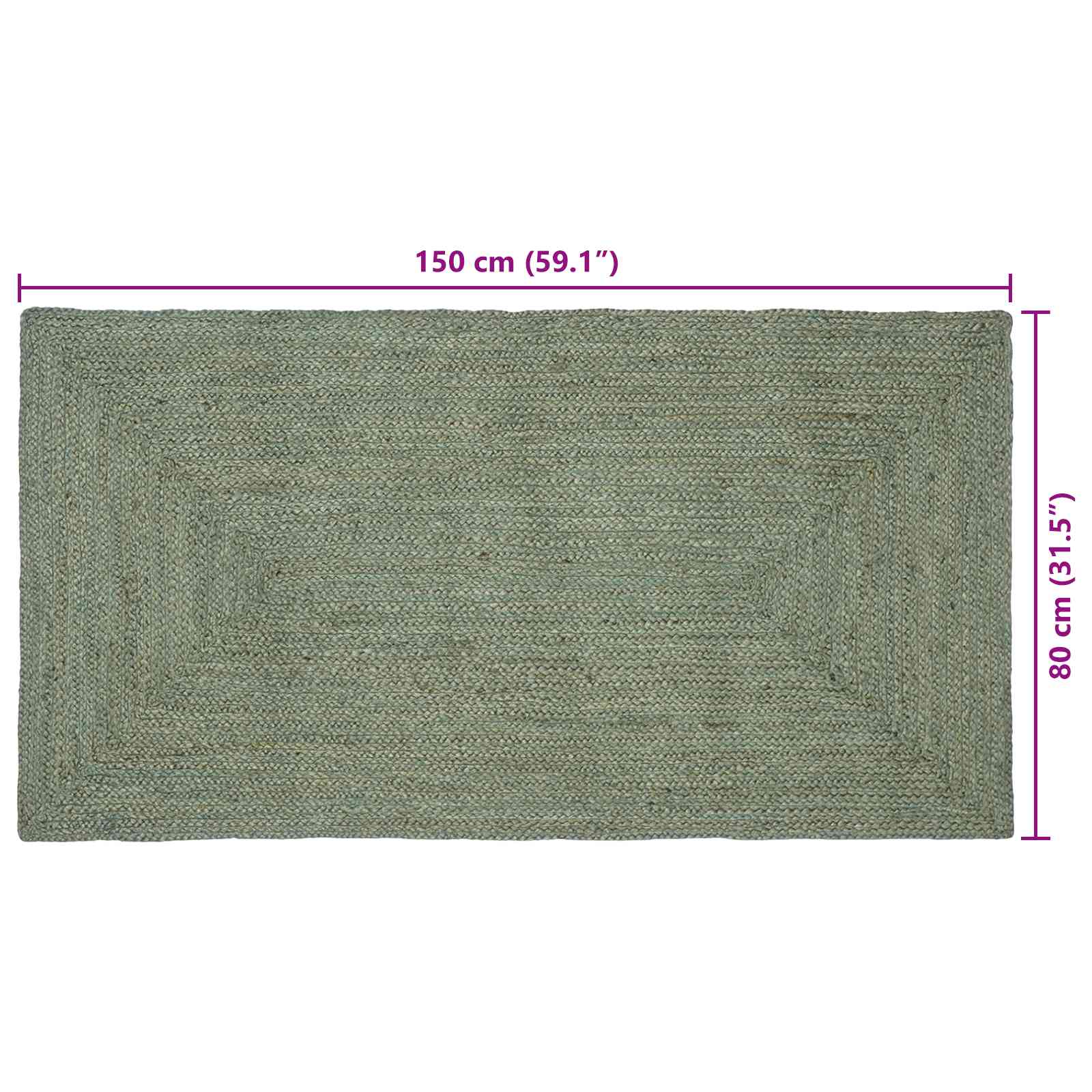 Zoninės kiliminės dangos Alyvuogių žalia 80 x 150 cm Džiutas