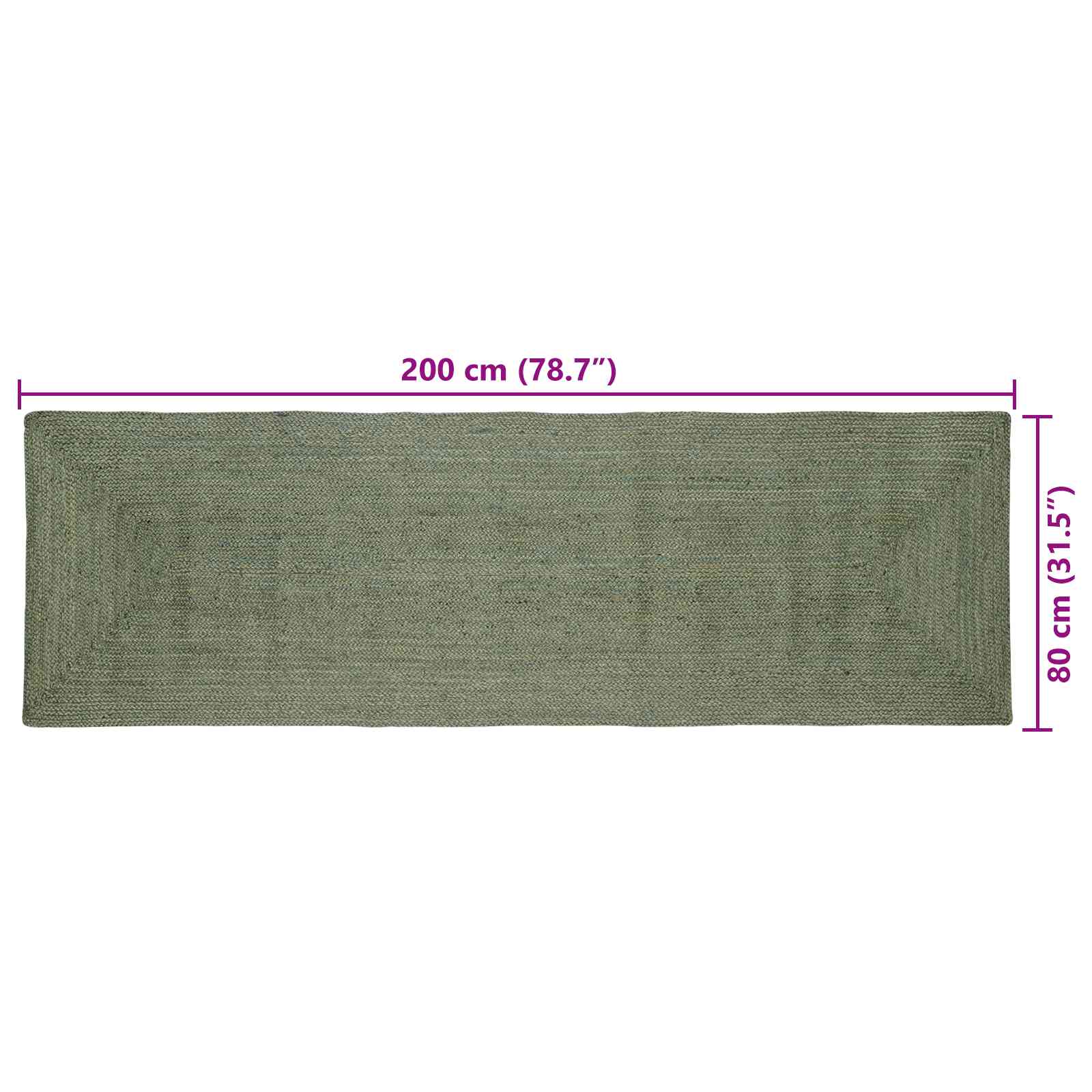 Zoninės kiliminės dangos Alyvuogių žalia 80 x 200 cm Džiutas
