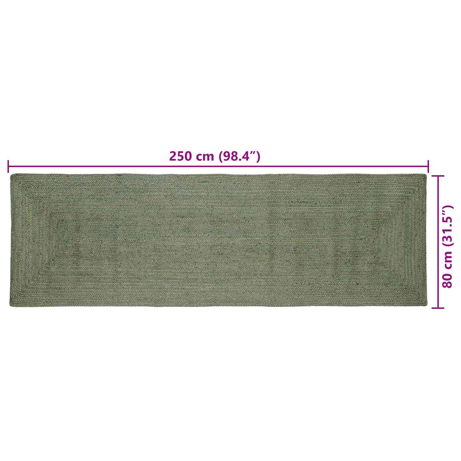 Zoninės kiliminės dangos Alyvuogių žalia 80 x 250 cm Džiutas