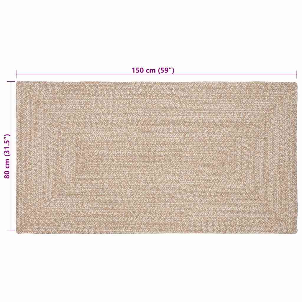 Rug Natural and white 80 x 150 cm Jute