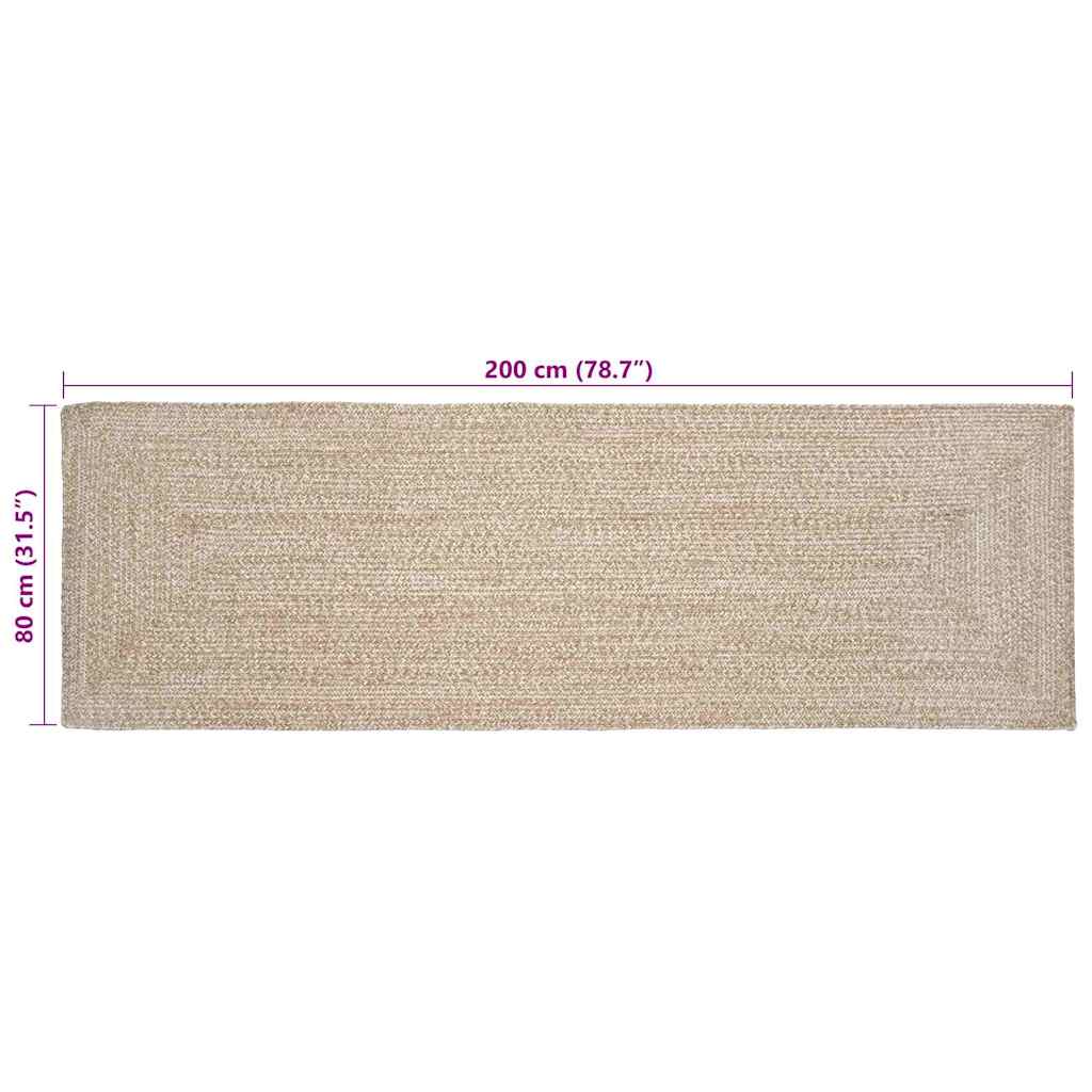 Zoninės kiliminės dangos Natūrali ir Balta 80 x 200 cm Džiutas