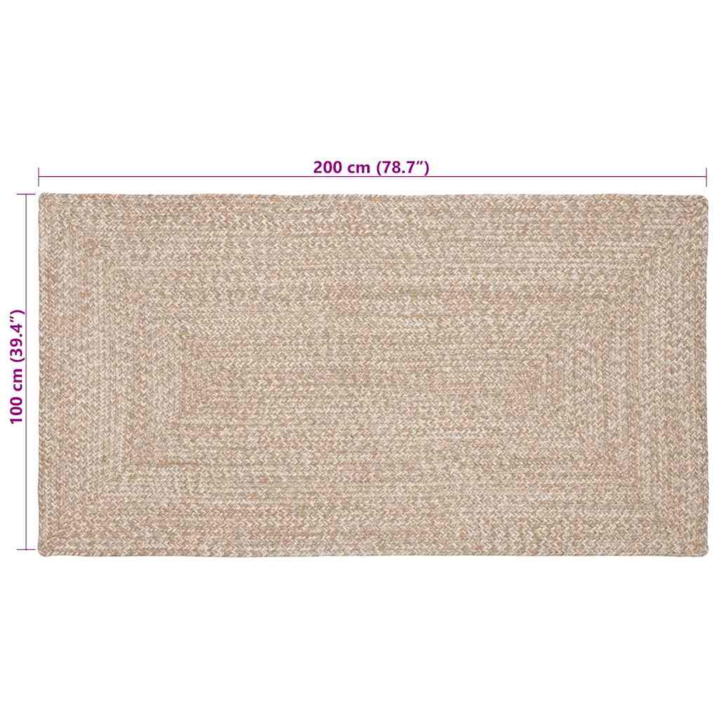 Rug Natural and white 100 x 200 cm Jute