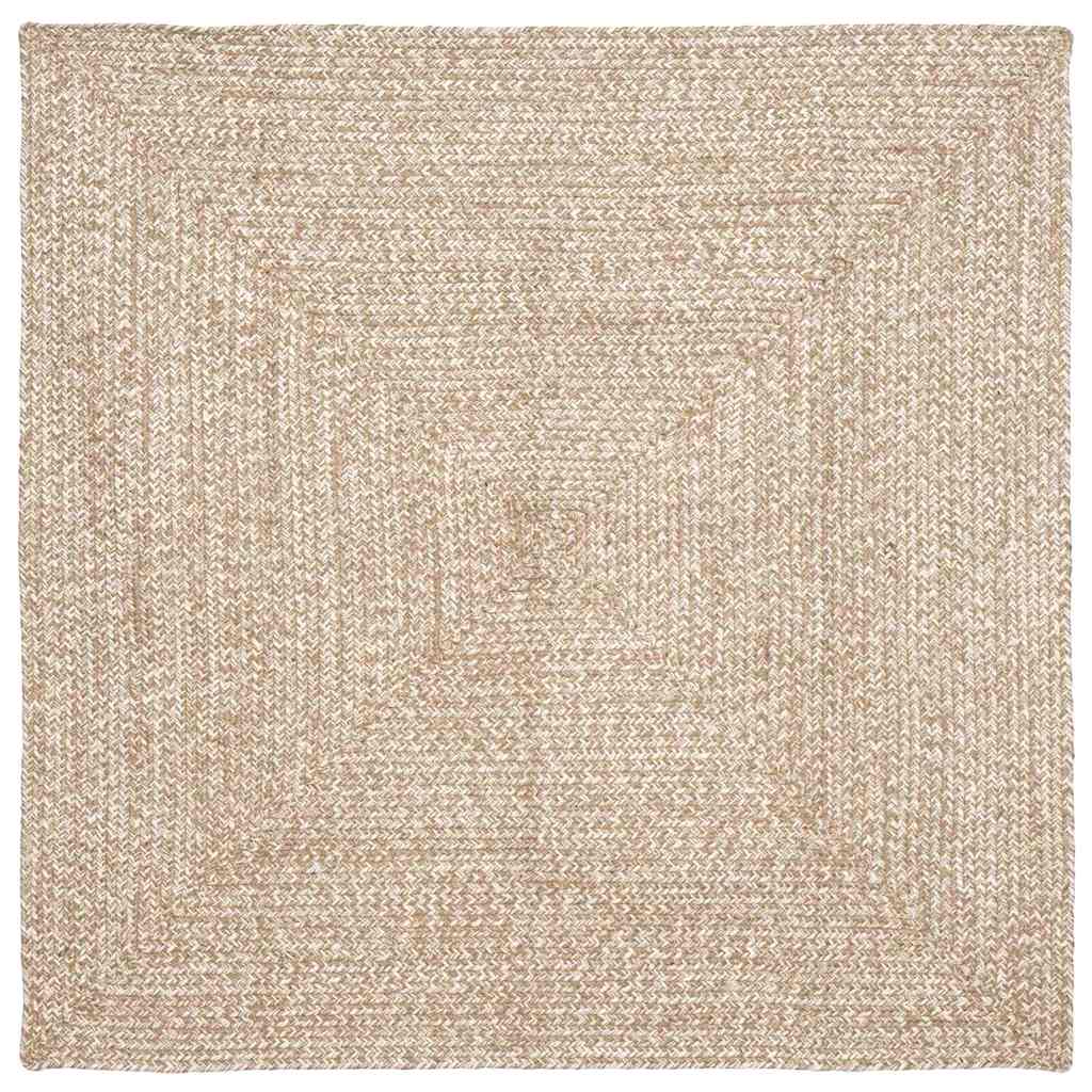 Rug Natural and white 120 x 120 cm Jute