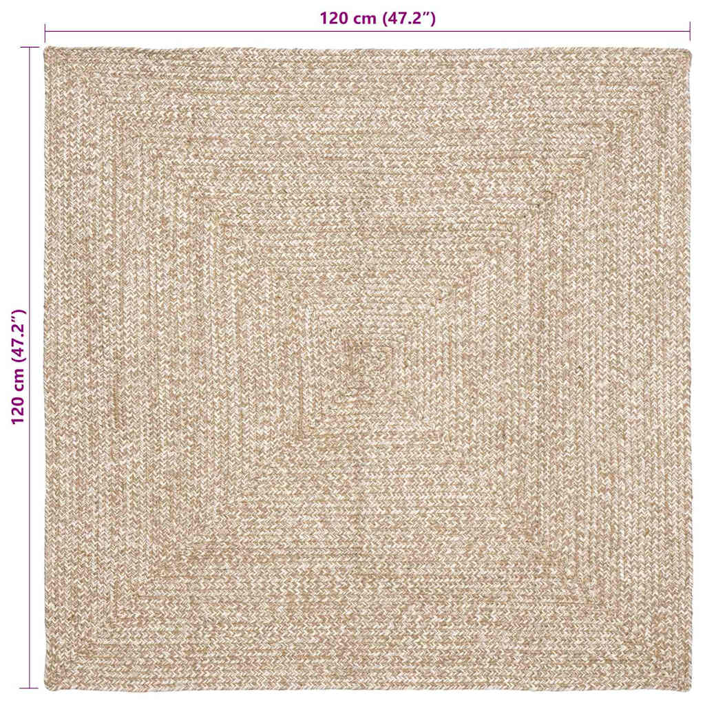 Rug Natural and white 120 x 120 cm Jute