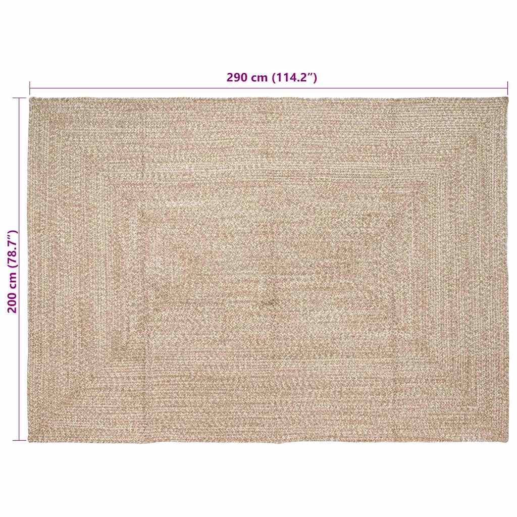 Paklājs Pīta apdare Dabīga un balta 200 x 290 cm Džuta